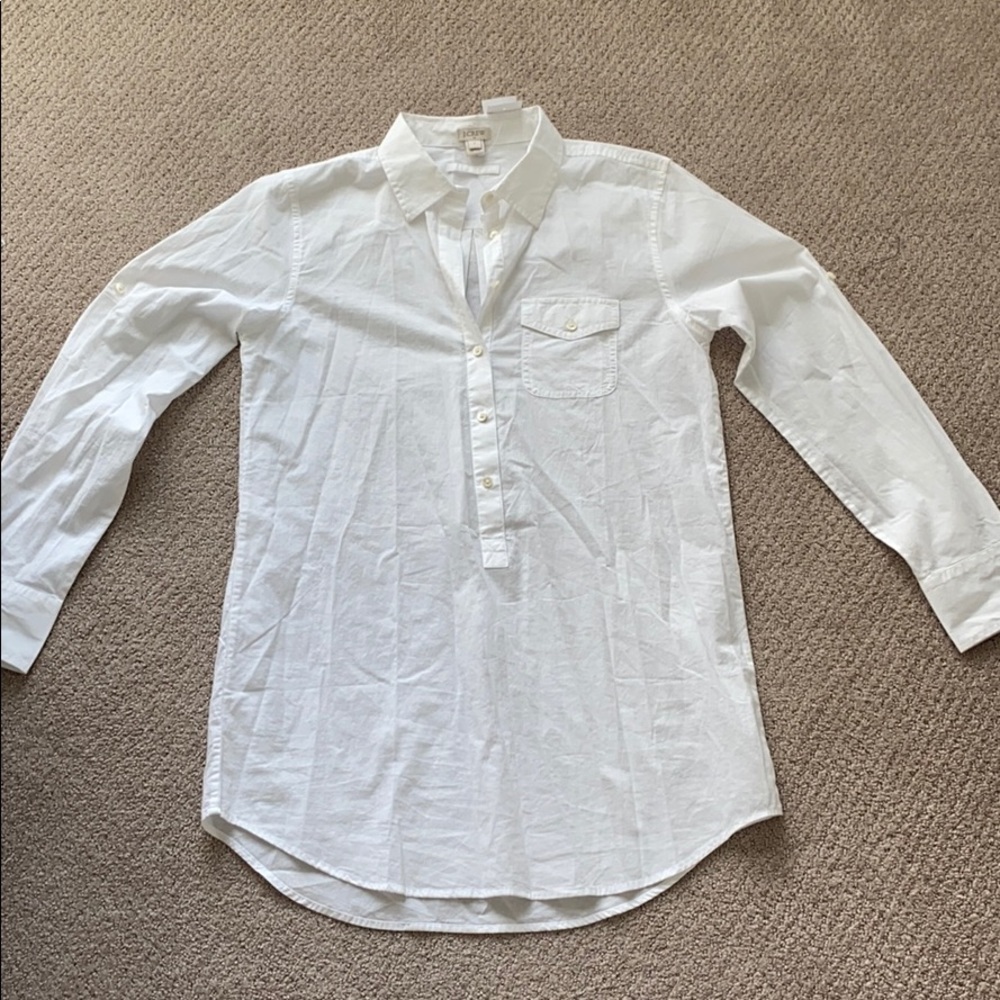 J Crew Factory White Long Sleeved Button Up